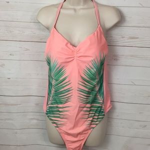 Xhilaration Floral Leaf Print One Piece Swimsuit